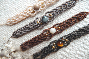 Bracelet en macramé fait main avec pierres précieuses, assortiment pour la fabrication de bijoux, vente en gros - Product Image 4