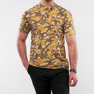 Custom Branding <b>Men's</b> Camouflage <b>Henley</b> <b>Top</b> T shirt Loose Fit Breathable Summer Casual Short Sleeve Wholesale Private Label OEM - Product Image 4