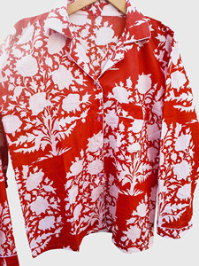 Conjunto de pijama floral para mujer, top y pantalones rojos de manga larga - Product Image 4