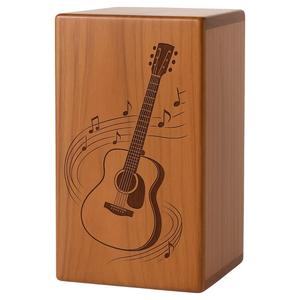 Urne funéraire en bois faite à la main - Guitare et notes de musique tourbillonnantes sculptées - Une urne commémorative unique pour cendres humaines - Product Image 1