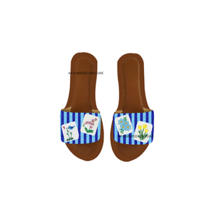 MAHJ Chaussures pour femmes à motif Mahjong perlé, broderie ouverte, semelle extérieure en cuir respirant de haute qualité, doublure en cuir véritable, personnalisables - Product Image 3