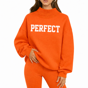 Ladies Mockneck Sweatshirt Plain Minimal Style Winter Pullover Cozy Warm <b>Top</b> Mock Neck OEM ODM Custom Supplier - Product Image 1
