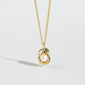 S925 <b>Sterling</b> <b>Silver</b> Irregular Shell <b>Pearl</b> <b>Necklace</b> with Egg Collarbone Chain D9229 Ins Niche Stacked Purse <b>Necklace</b> - Product Image 1