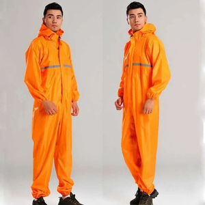 High Quality Customizable One-piece <b>Men</b> Women Waterproof Windproof Breathable Polyester <b>Raincoat</b> Jumpsuit Hooded Custom Brand - Product Image 4