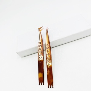 แหนบสำหรับขนตาศิลปินพลาสม่าโรสโกลด์เคลือบบูตปริมาณแหนบปลายแหลมสลักรูปหัวใจ - Product Image 6