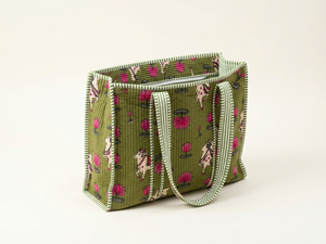 Quilted <b>Canvas</b> Tote Bag Zipper Closure Cotton Fashion Printed Shoulder <b>Handbag</b> Large Capacity Shopping Carryall for Daily Use - Product Image 4