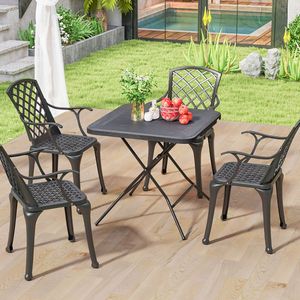 2.6FT Wood Grain HDPE Tabletop Outdoor <b>Dining</b> <b>Table</b> with Non-slip Foot Pads <b>Foldable</b> Design - Product Image 4