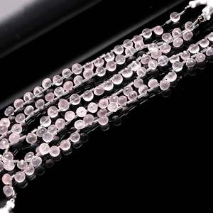 Perles de quartz rose naturel facettées en forme d'oignon 7-9 mm, perles de quartz rose facettées en forme de goutte d'eau, perles briolette pour la création de bijoux 8 pouces - Product Image 6