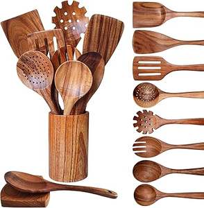 Ustensile sûr et durable, cuillère en bois de haute qualité pour la cuisine, la préparation des aliments, le mélange et le service, finition lisse, bois massif - Product Image 3