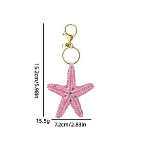 Magnifiques breloques perlées colorées et tendance pour sacs et vêtements, porte-clés étoile de mer perlée, grandes breloques étoile de mer pour sac - Product Image 2
