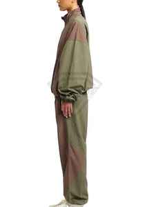 Custom Logo Men's Nylon Tracksuit Two Tone Color Block Windbreaker <b>Jacket</b> and Pants Set Retro Oversized Sportswear Manufacturer - Product Image 4