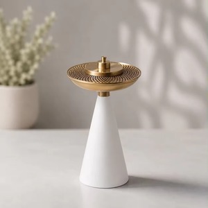 Arabic Trend Blue Stainless Steel Brass <b>Incense</b> Burner with White <b>Cone</b> Base Aromatherapy Diffuser for All-Season Use - Product Image 1