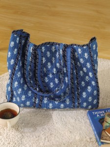 Bolso Tote de Algodón Acolchado Surtido OEM, Bolso de Hombro con Estampado Floral Azul, Venta al por Mayor para Mujer - Product Image 5