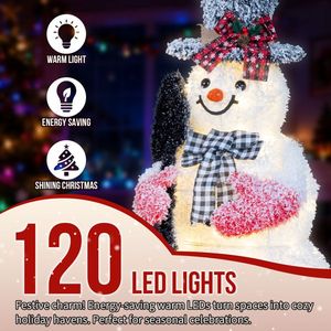 Decorazioni Natalizie da Esterno Pre-Illuminate 3FT, Pupazzo di Neve con Vanga, 110 Luci LED Bianco Caldo, Decorazioni Natalizie in Poliestere - Product Image 4