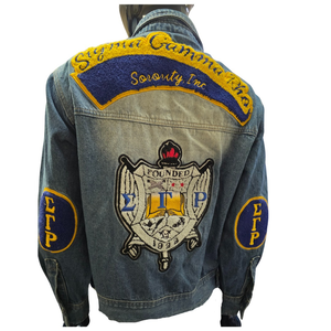 Chaqueta Vaquera Personalizada Sigma Gamma Rho para Mujer, Chaqueta de Mezclilla con Letras Griegas Bordadas, Abrigo Informal de Moda Personalizado - Product Image 2