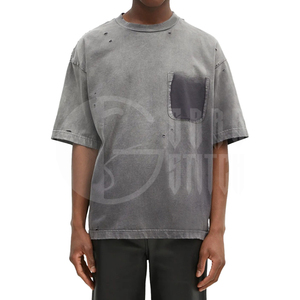 Camiseta OEM 100% Algodón para Hombre, Camiseta Vintage con Efecto Desgastado, Camiseta con Estampado/Bordado Personalizado - Product Image 4