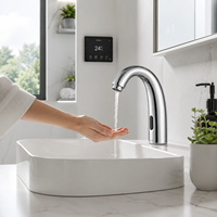 Robinet à capteur moderne WCP222 en acier inoxydable avec finition chromée économisant l'eau pour applications en cuisine, salle de bain, appartement, hôtel