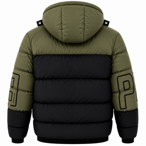 <b>Mens</b> Winter Color Block Zip-Up Puffer <b>Jacket</b> <b>Canvas</b> Plain Dyed Stand Outdoor Windproof Breathable Eco-Friendly Anti-Bacterial - Product Image 5