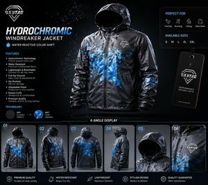 Custom OEM Mens Water Reactive Color Changing Hooded Jacket Waterproof Windproof Outdoor Sportswear Wholesale <b>Lightweight</b> <b>Coat</b> 2 - Product Image 3