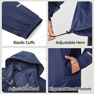 Latest Style <b>Men's</b> Hooded Breathable <b>Rain</b> <b>Jacket</b> 2026 Hot Sale Front Logo High Street Style Nylon/Polyester Made in Pakistan - Product Image 6
