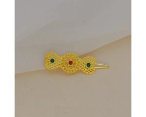 Pasador de Pelo con Diseño de Moda para Mujer, con Piedras Rojas y Verdes, Chapado en Oro Premium, Estilo Árabe, Medio Oriente, Omán, África - Product Image 6