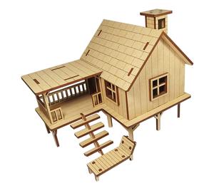 ชุดงานฝีมือทำบ้านไม้ DIY พร้อมระเบียงและบันไดสำหรับตกแต่งโต๊ะทำงาน - Product Image 4