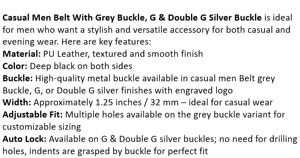 Cinturón Casual para Hombre con Hebilla Autolock Plateada Doble G, Hebilla Gris, Elegante, Ajustable, para Uso Diario, Estilo Moderno - Product Image 5