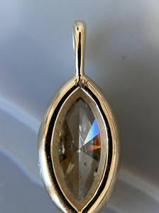 Pendentif en diamant jaune marquise, charme doré, pierre ovale à quatre griffes, bijou cadeau - Product Image 5