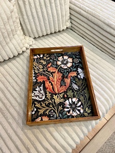Decorative Wooden Enamel Serving Tray Food Safe Dry Fruit and Snack Platter Durable Dining <b>Tableware</b> Wholesale Factory Price B2B - Product Image 5
