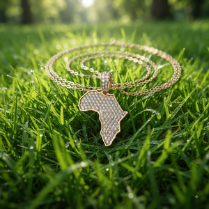 Collar de Lujo Personalizado Estilo Hip Hop, Oro Sólido de 10K, Unisex, con Mapa del Continente Africano, Colgante con Diamantes Cultivados en Laboratorio, Regalo - Product Image 5