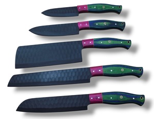 Ensemble de couteaux de chef en acier inoxydable Nordic Forge, cinq pièces, manches en bois Pakka, fabrication artisanale OEM personnalisée, ensemble de couteaux de cuisine avec sac de transport - Product Image 3