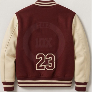Veste d'hiver personnalisée à blocs de couleur, avec patch en chenille de qualité supérieure, ourlet en tricot côtelé, douce, confortable, style universitaire décontracté - Product Image 2