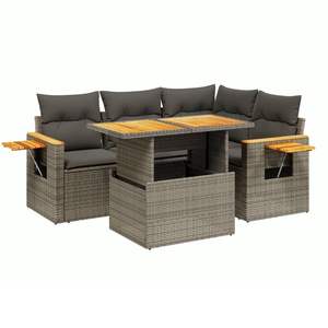 Conjunto de Sofá de Jardín de Ratán Gris Oscuro con Mesa, Muebles de Exterior para 4 Personas, Diseño Contemporáneo - Product Image 2