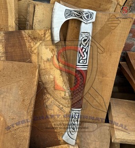Hacha Vikinga Mini de Doble Hoja de Acero al Carbono 45, Hecha a Mano, con Mango de Madera, Personalizada para Exteriores, de Steel Craft International Industrial - Product Image 3
