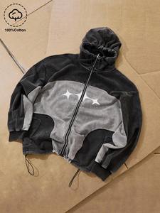 เสื้อฮู้ดดี้โอเวอร์ไซส์ผู้ชาย สไตล์สตรีทแวร์ลำลอง ใส่เล่นกีฬาได้ ผ้าคอตตอนหนานุ่ม ทรงหลวมไหล่ตก - Product Image 2