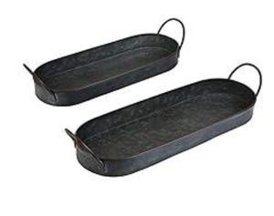 Rectangular Metal Serving Tray With Rope Handles Vintage Design Durable Solid Color For Dining Use - Product Image 4