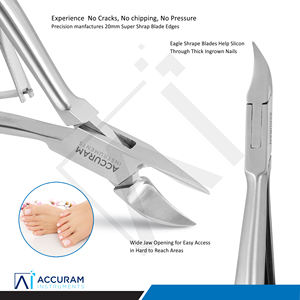 Accuram Cortaúñas y Cortacutículas de Alta Resistencia, de Acero Inoxidable Afilado, con Abertura de Mandíbula Ancha y Bloqueo Trasero, para Podología - Product Image 4