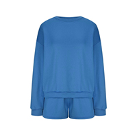 Ensemble 2 pièces pour femme, sweat-shirt et short, en polyester et élasthanne, coupe oversize, avec logo personnalisé, respirant, idéal pour la vente en gros