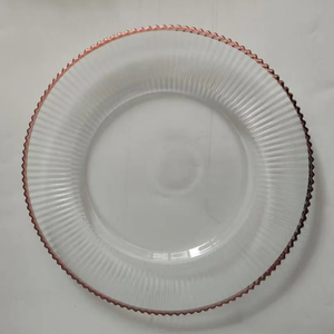 Wholesale 13 Inch Gold Rimmed Wedding Glass Charger Plates Plate Dish <b>Dinnerware</b> <b>Set</b> For Wedding & Housewarming Food Usage - Product Image 6