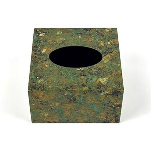 Boîte à mouchoirs décorative carrée en MDF laquée faite à la main avec motif de pierre de marbre de luxe Logo personnalisé de marque Lacquerworld pour le salon - Product Image 3