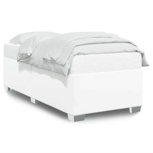 Base de Cama Individual en Cuero Sintético Blanco, Madera Contrachapada y Madera de Ingeniería, Duradera y Elegante - Product Image 2