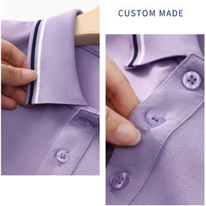 Camisetas de Golf para Hombre, Uniformes de Trabajo Antiarrugas de Algodón Transpirable Rosa con Logotipo Personalizado Premium al por Mayor - Product Image 3