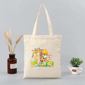 Sac fourre-tout en toile de coton personnalisé avec logo imprimé, écologique, recyclable, durable, pliable, à motifs, avec fermeture éclair - Product Image 2