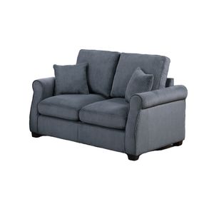 Set Divano Classico a 2 Pezzi in Velluto a Coste Grigio Scuro per Soggiorno, con Braccioli Quadrati e Cuscini Morbidi - Product Image 6
