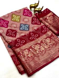 Sari de seda moderno Soft Crus Dola con bordado Jequrd elaborado, hermoso pallu y blusa a juego para fiesta - Product Image 3