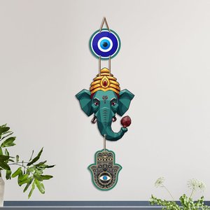Décoration murale Ganpati Bappa Evil Eye, art Nazar Suraksha pour la maison, le bureau, l'entrée, le salon, le temple - Product Image 1