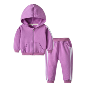Ensemble sweat à capuche et pantalon en polaire rose pour bébés filles, uniforme scolaire tricoté, tenue pour l'école primaire - Product Image 2