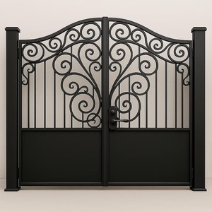Portail d'entrée moderne en fer forgé, design 3D personnalisé, galvanisé à chaud, thermolaqué, forgé à la main, écologique, 3 mètres, pour villa et propriété - Product Image 1