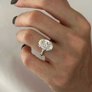 5 Carat Oval Lab Grown <b>Diamond</b> Natured Inspire Organic Engagement <b>Ring</b>: 14k White Gold, IGI Certified - Product Image 2
