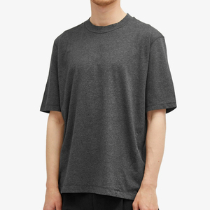 T-shirt gris en coton surdimensionné pour homme, col rond, manches courtes, décontracté, couleur unie, coupe jersey, longueur standard, style tricoté teint uni - Product Image 4